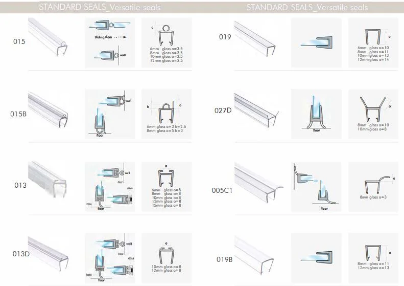 PVC Shower Sealing Bathroom Doors Bottom Waterproof Strips for Glass Shower Door Seal Strip